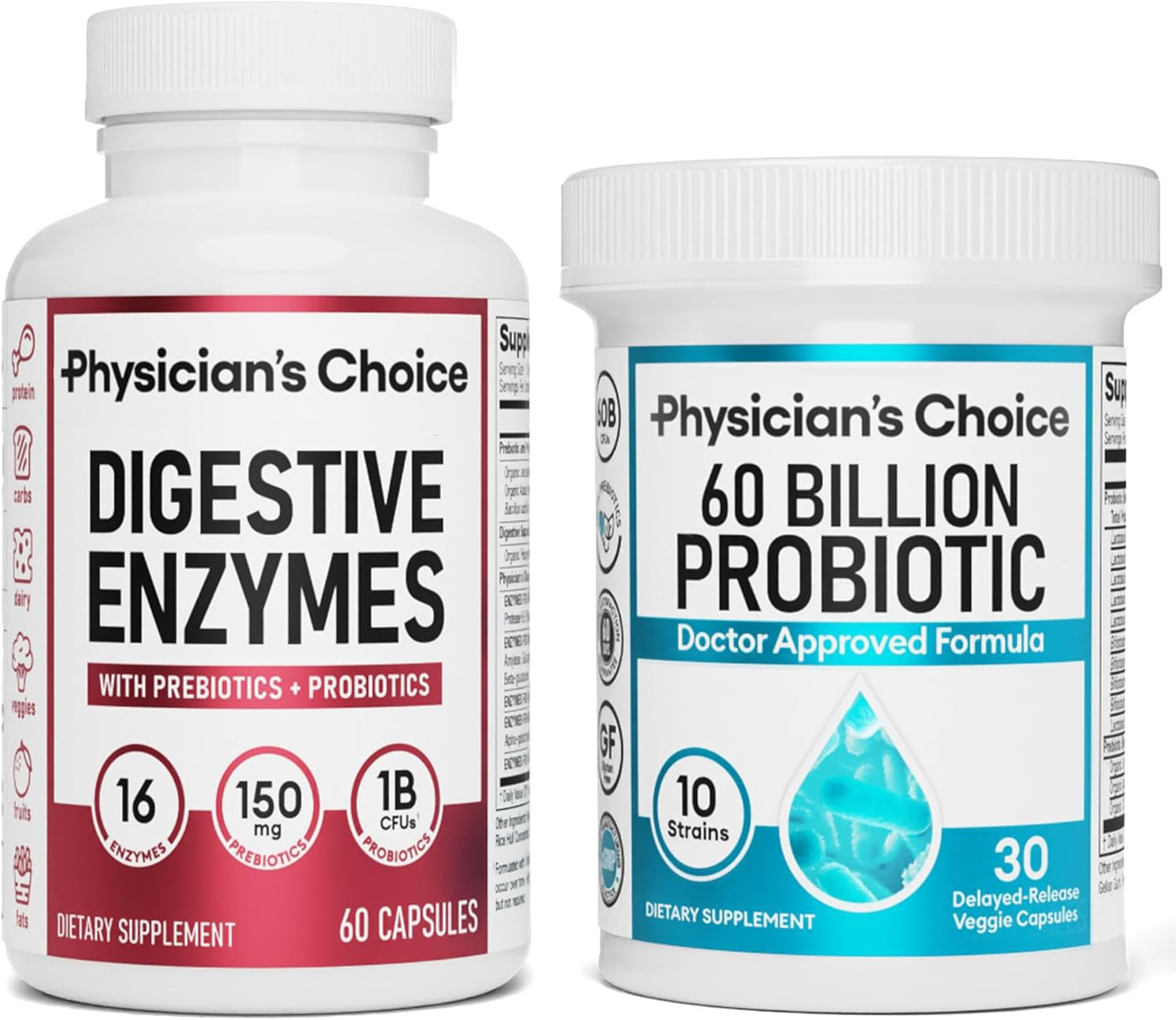 STRELLO STORE™ - DIGESTIVE ENZYMES 60CT + 60B PROBIOTIC 30CT
