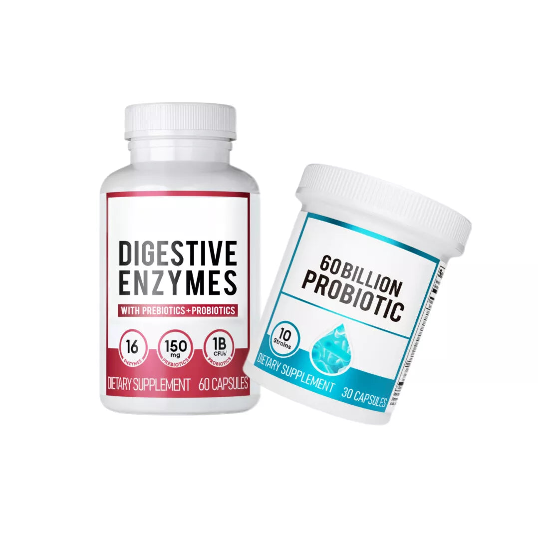 STRELLO STORE™ - DIGESTIVE ENZYMES 60CT + 60B PROBIOTIC 30CT