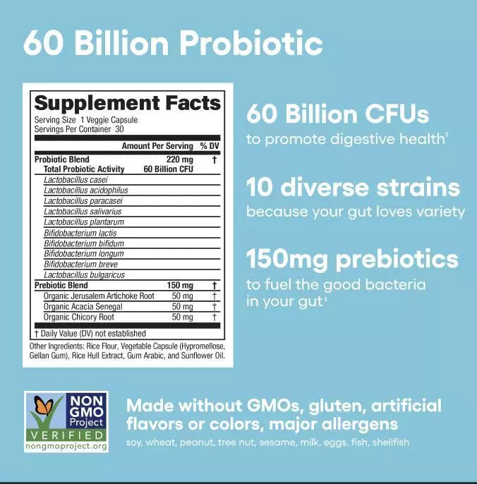 STRELLO STORE™ - DIGESTIVE ENZYMES 60CT + 60B PROBIOTIC 30CT