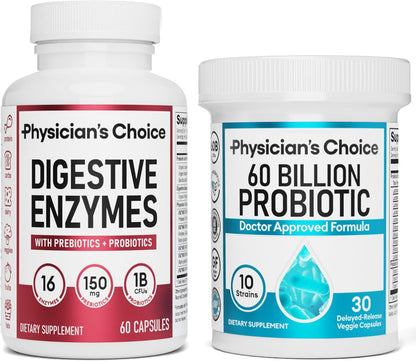 STRELLO STORE™  - DIGESTIVE ENZYMES 60CT + 60B PROBIOTIC 30CT