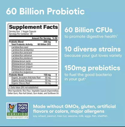 STRELLO STORE™  - DIGESTIVE ENZYMES 60CT + 60B PROBIOTIC 30CT